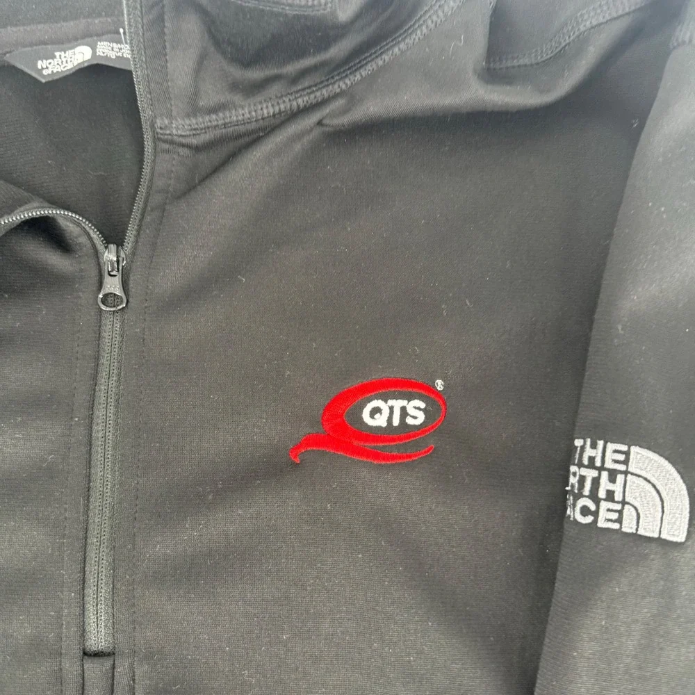 The North Face Mens XL Black Quarter Zip Pullover QTS Logo Performance Fleece XL